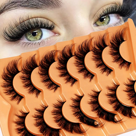 63 Pairs Cat Eye Lashes (9 Packs) – Wispy Manga Effect 5D Fluffy False Eyelashes with Winged Ends, Feather-Light Natural Look, Easy to Apply