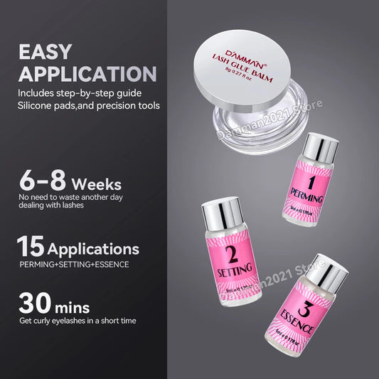 Damman Professional Lash Lift Kit Long Lasting Eyelash Perm & Curling Set for Salon or Home Use