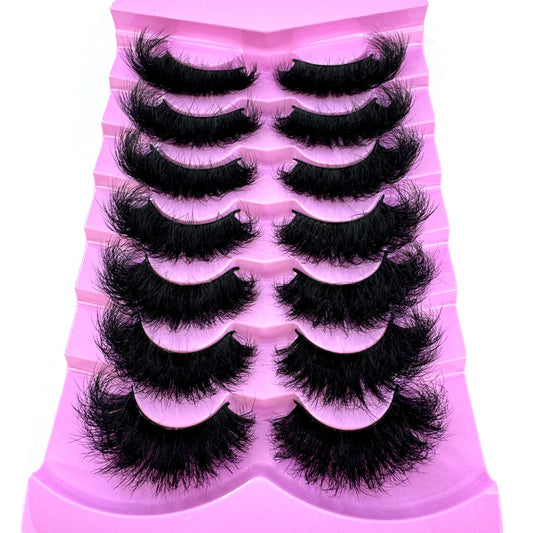 7 Pairs 3D Mink Lashes (15–25mm) – Bulk Faux Mink Eyelashes with Custom Box, Wispy Natural Look, Short Strip Lashes