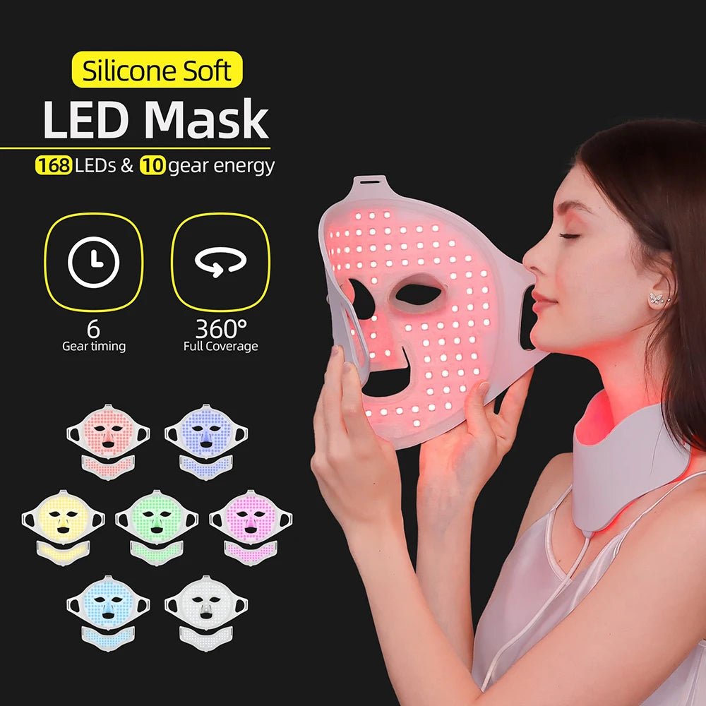 LED Facial Mask 7 Colors  Red Light, Infrared Skin Rejuvenation, Acne Removal & Anti Wrinkle Device