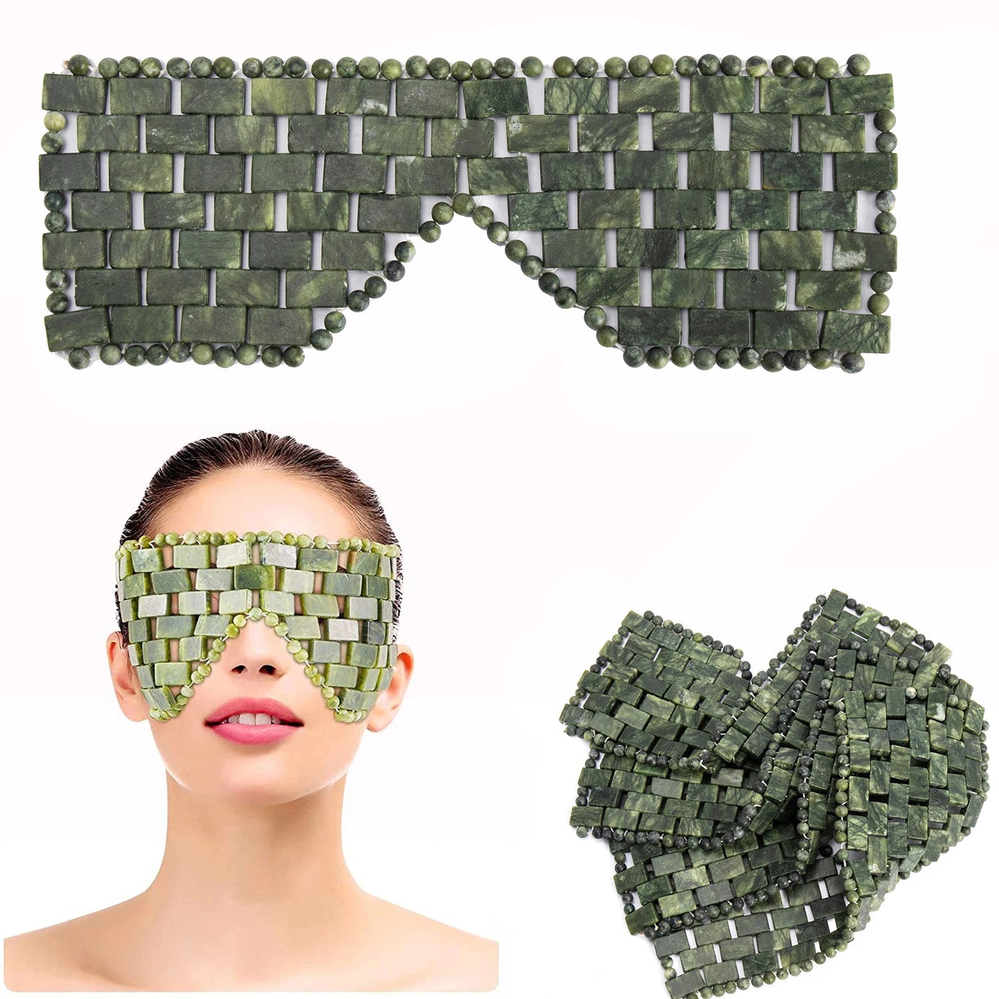 Natural Jade Face & Eye Mask Hot & Cold Stone Therapy for Relaxing Facial Massage & Skincare