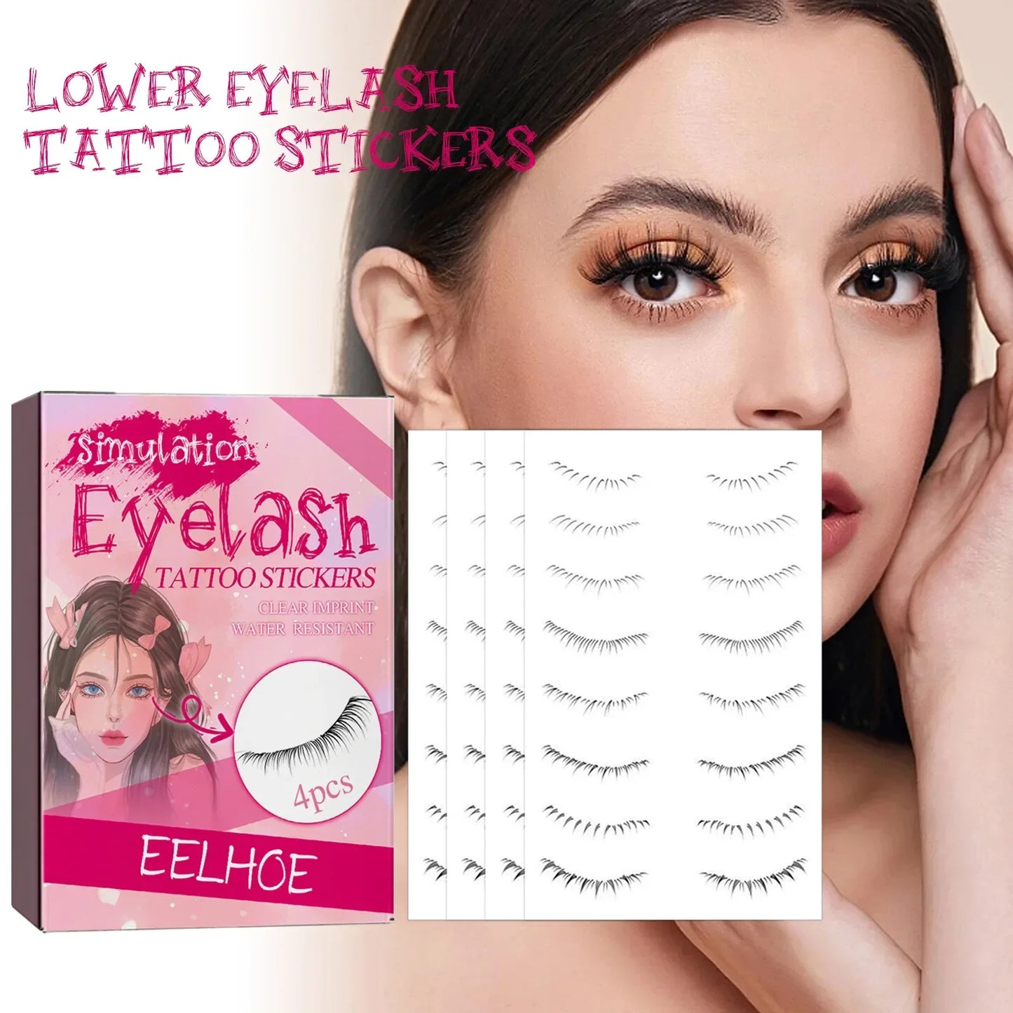 Lower Eyelash Tattoo Stickers – Temporary Fake Lashes Makeup Patch, Natural Lifelike False Lashes for Extension & Everyday Look