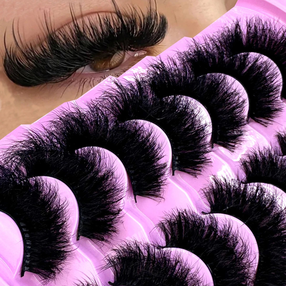 7 Pairs 3D Mink Lashes (15–25mm) – Bulk Faux Mink Eyelashes with Custom Box, Wispy Natural Look, Short Strip Lashes