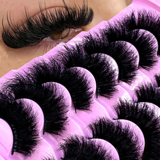 7 Pairs 3D Mink Lashes (15–25mm) – Bulk Faux Mink Eyelashes with Custom Box, Wispy Natural Look, Short Strip Lashes