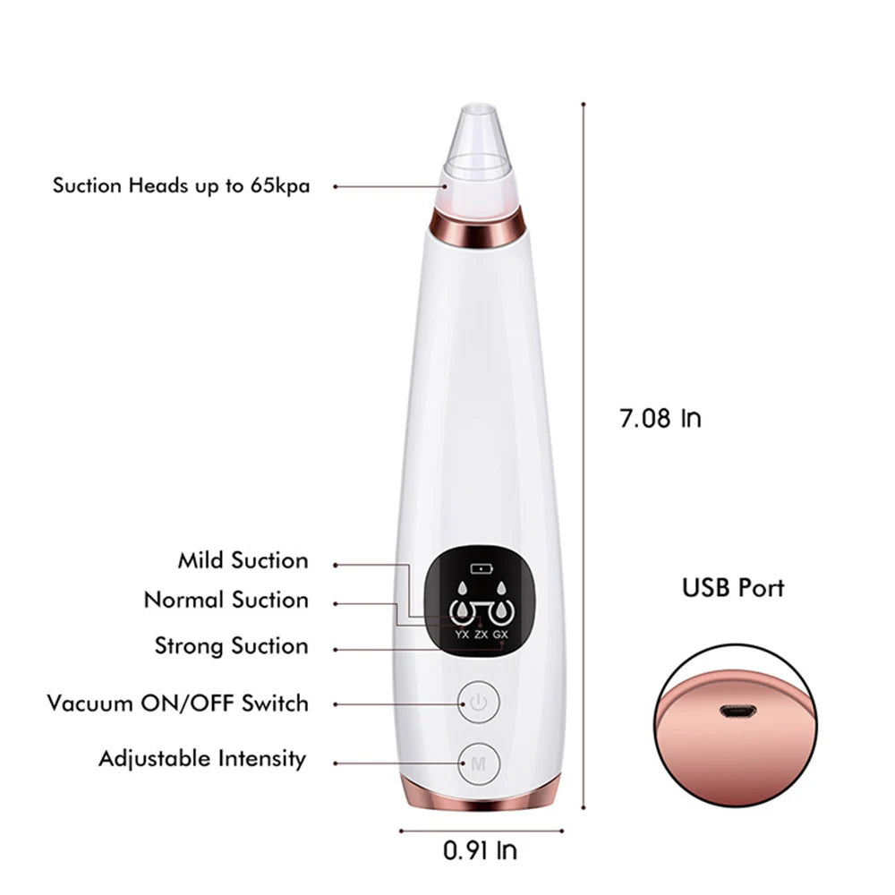 Blackhead Remover Vacuum  Electric Pore Cleaner, Acne & Black Spot Removal Facial Tool
