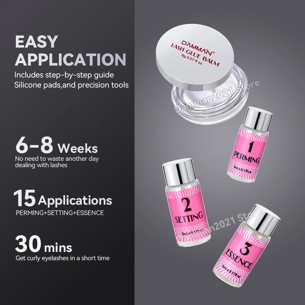 Damman Professional Lash Lift Kit  Long Lasting Eyelash Perm & Curling Set for Salon or Home Use