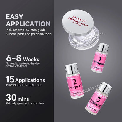 Damman Professional Lash Lift Kit  Long Lasting Eyelash Perm & Curling Set for Salon or Home Use