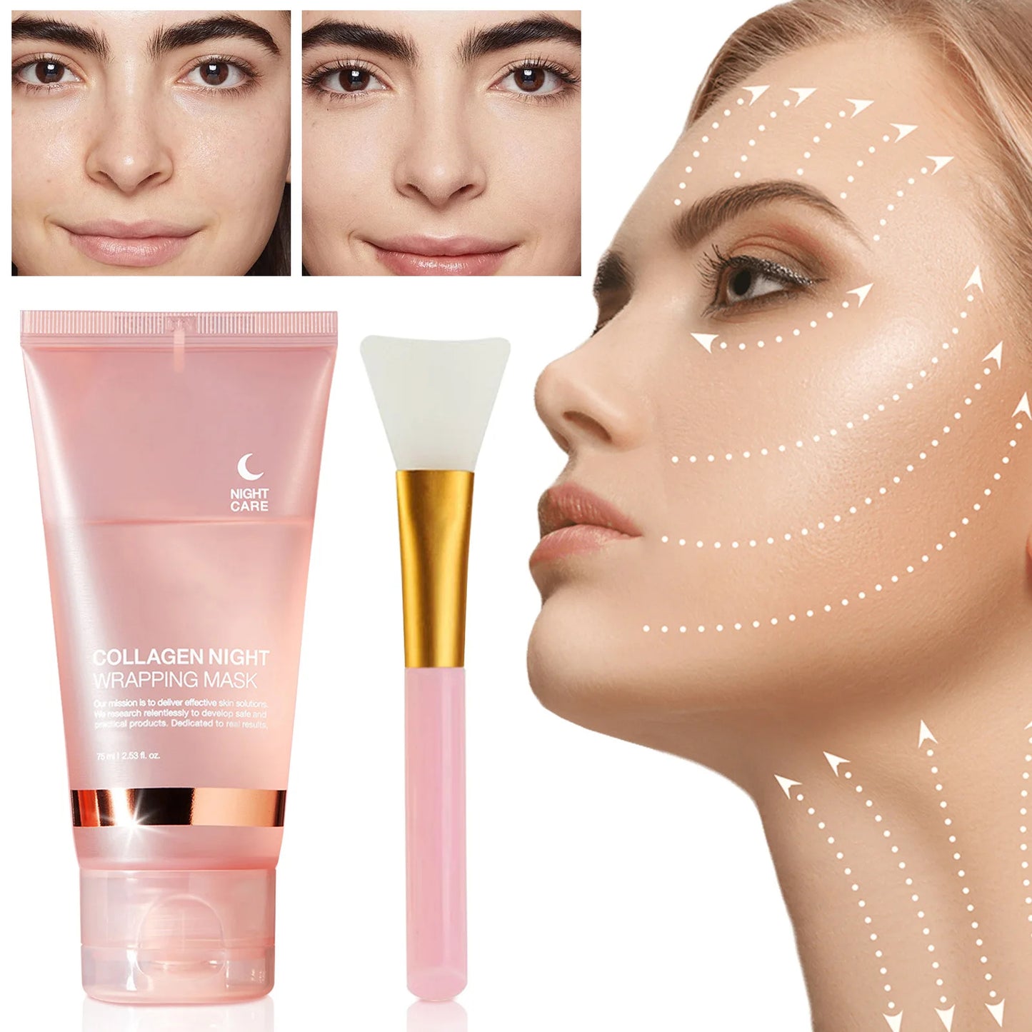 Collagen Night Wrapping Face Mask 75ml  Deep Hydration, Firming, Elasticity & Anti-Sagging Skin Care Treatment