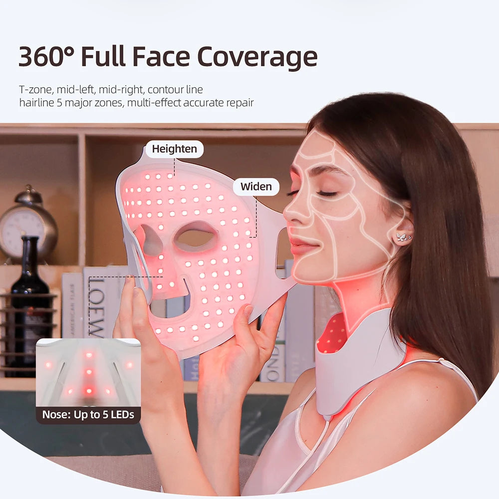 LED Facial Mask 7 Colors  Red Light, Infrared Skin Rejuvenation, Acne Removal & Anti Wrinkle Device