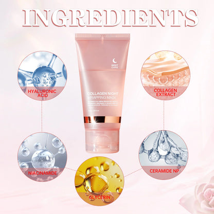 Collagen Night Wrapping Face Mask 75ml  Deep Hydration, Firming, Elasticity & Anti-Sagging Skin Care Treatment
