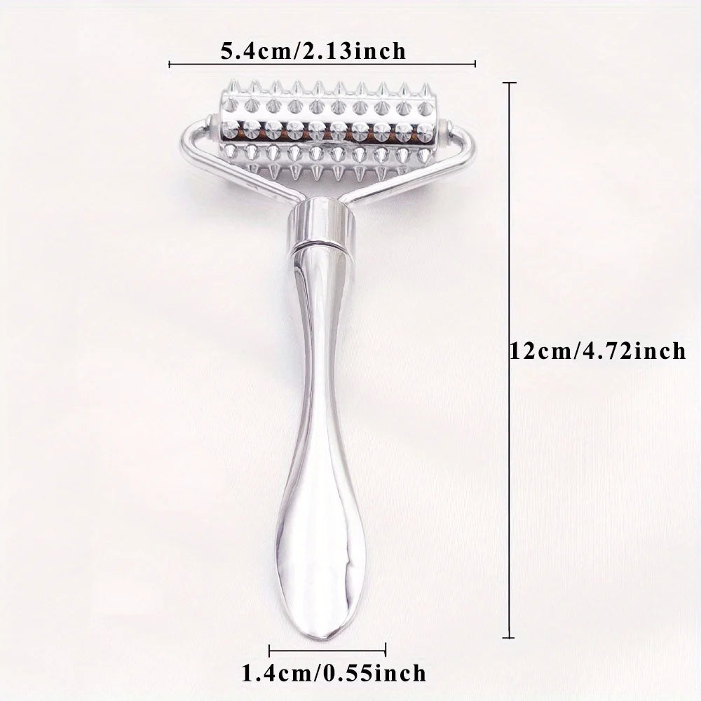 Stainless Steel Facial Massage Roller & Gua Sha Tool  Face & Body Beauty Massager for Skin Care, SPA, and Acupressure