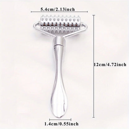 Stainless Steel Facial Massage Roller & Gua Sha Tool  Face & Body Beauty Massager for Skin Care, SPA, and Acupressure