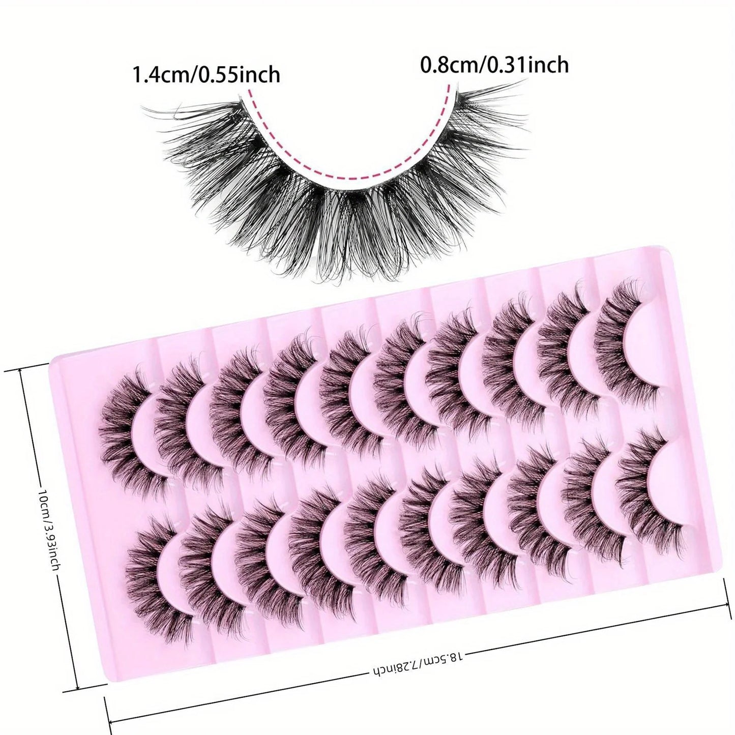 30 Pairs False Eyelashes Fluffy Wispy 3D Volume D Curl Fake Lashes with Clear Band Natural Look