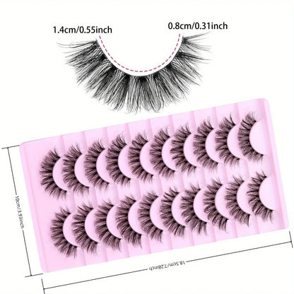 30 Pairs False Eyelashes Fluffy Wispy 3D Volume D Curl Fake Lashes with Clear Band Natural Look