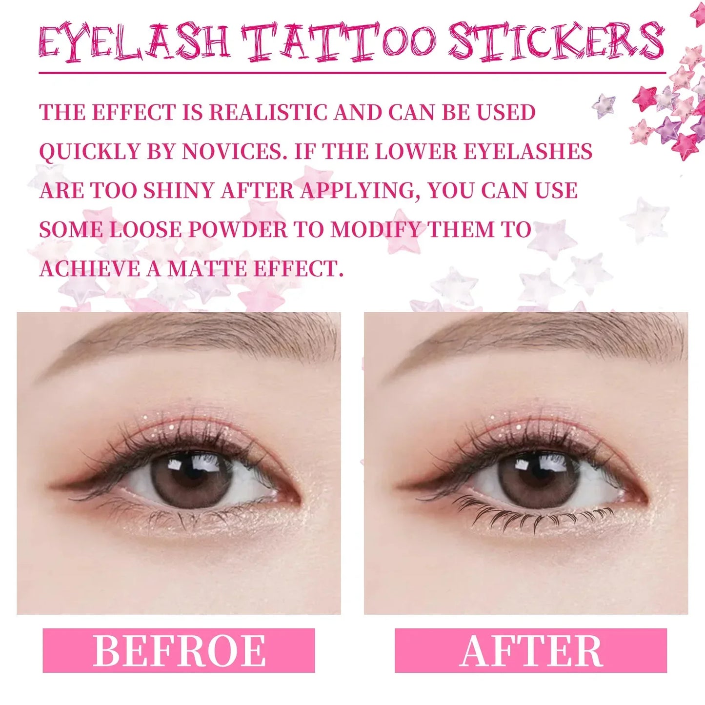 Lower Eyelash Tattoo Stickers – Temporary Fake Lashes Makeup Patch, Natural Lifelike False Lashes for Extension & Everyday Look