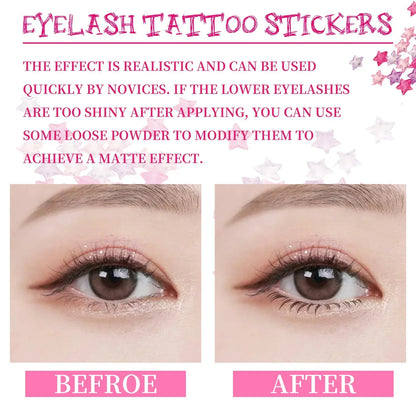 Lower Eyelash Tattoo Stickers – Temporary Fake Lashes Makeup Patch, Natural Lifelike False Lashes for Extension & Everyday Look