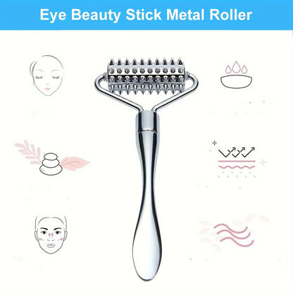 Stainless Steel Facial Massage Roller & Gua Sha Tool  Face & Body Beauty Massager for Skin Care, SPA, and Acupressure