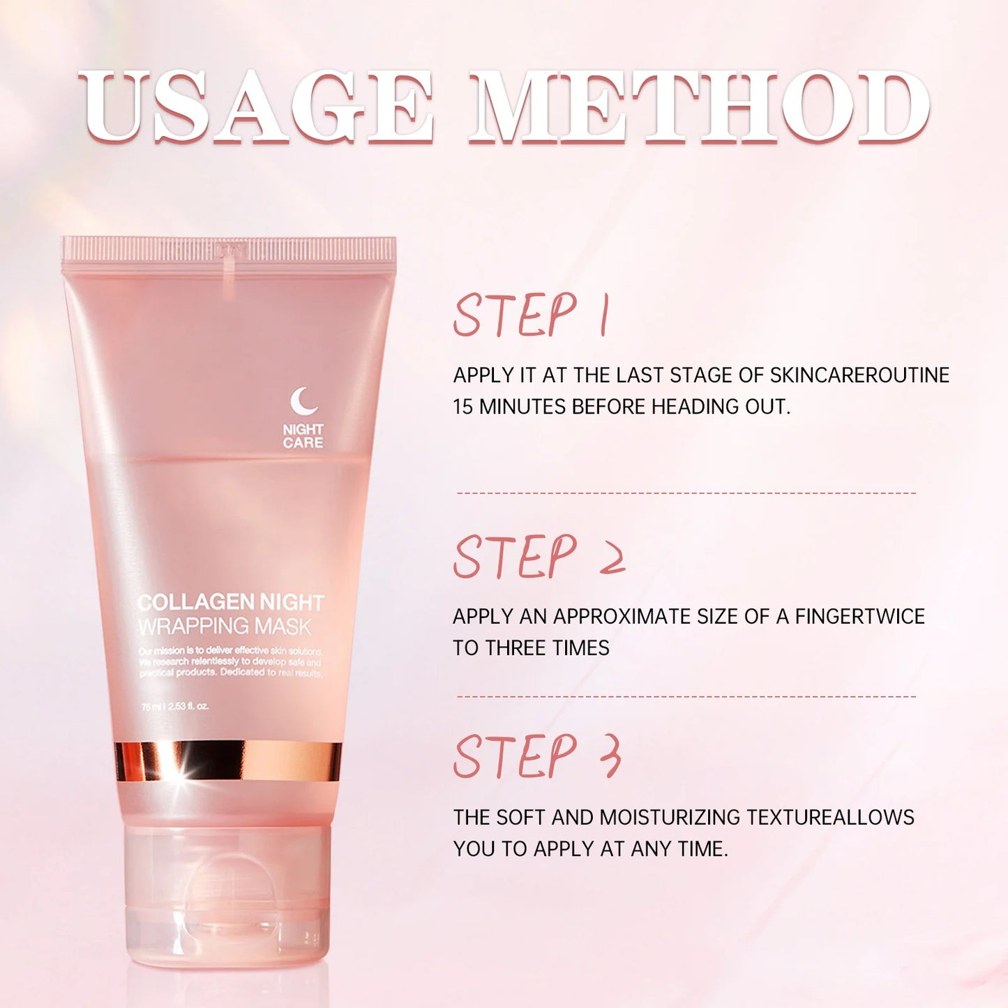 Collagen Night Wrapping Face Mask 75ml  Deep Hydration, Firming, Elasticity & Anti-Sagging Skin Care Treatment