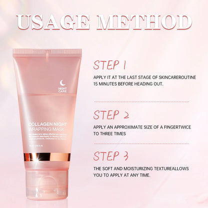 Collagen Night Wrapping Face Mask 75ml  Deep Hydration, Firming, Elasticity & Anti-Sagging Skin Care Treatment
